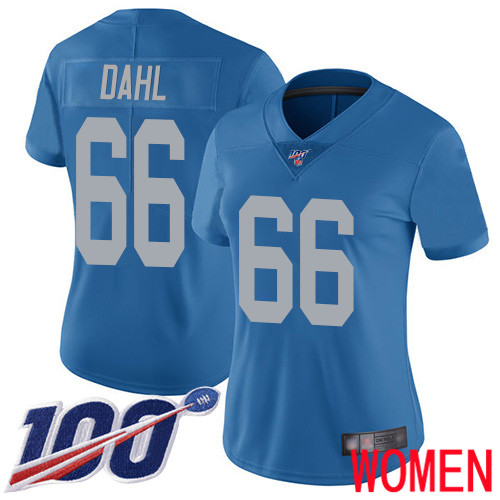 Detroit Lions Limited Blue Women Joe Dahl Alternate Jersey NFL Football 66 100th Season Vapor Untouchable